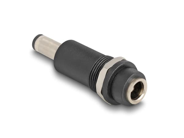 Delock - Adapter för effektkontakt - Växelströmsjack 5,5 x 2,5 mm (hona) till DC-jack 5,5 x 2,1 mm (hane) - svart