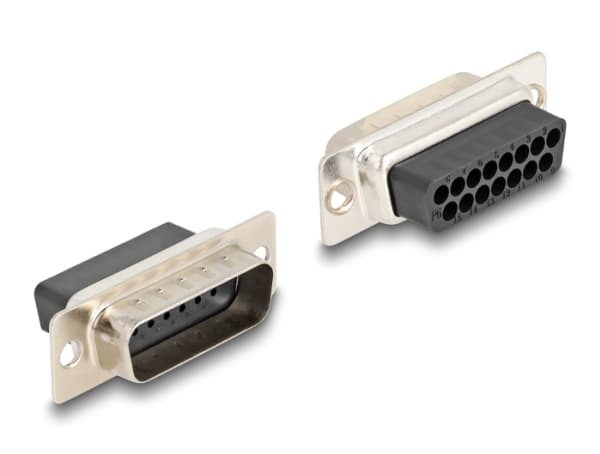 Delock Assembly Kit - Seriell adapter - 15 pin D-Sub (DB-15) (hane) skruvbar till RJ-12 (6 stift) (hona) - individuellt tilldelningsbar seriell gräns