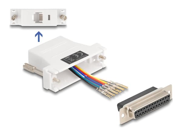 Delock Assembly Kit - Seriell adapter - DB-25 (hona) skruvbar till RJ-12 (6 stift) (hona) - individuellt tilldelningsbar seriell gränssnitt - vit