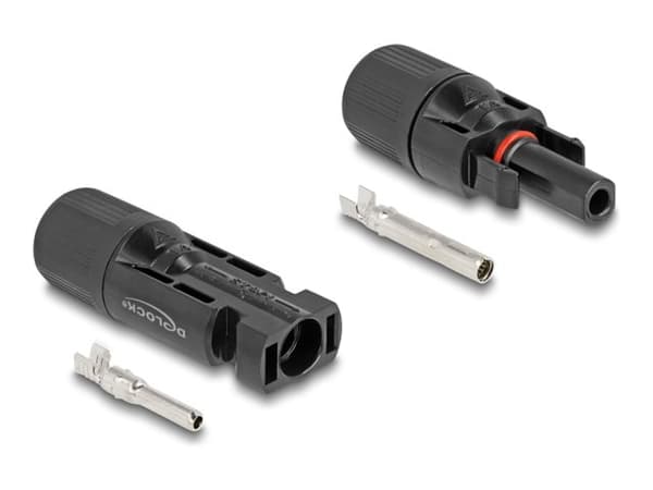 Delock DL4 Solar-liitin kaapelille puristamiseen, pistoke ja pistorasia, musta 2 kpl