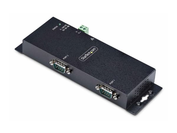 StarTech.com 2P Serial to Ethernet Adapter, IP LAN to RS232 DB9 Converter - Enhetsserver - 2 portar - 100Mb LAN, RS-232 - monterbar på vägg/DiN-skena