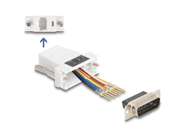 Delock D-Sub 15 pins hann til RJ45 hunnmonteringssett hvit