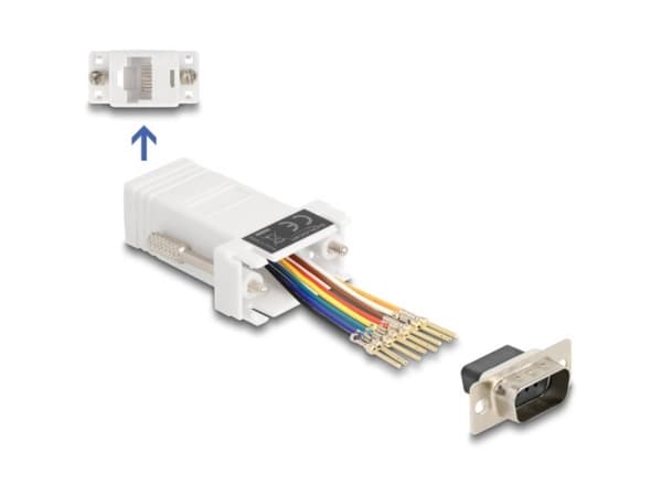 Delock D-Sub 9-nastainen uros RJ45 naaras asennussarja valkoinen