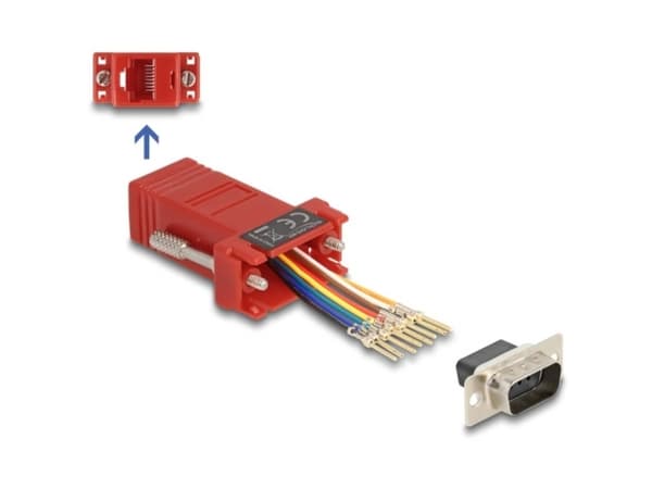 Delock - Seriell adapter - DB-9 (hann) skrubar til RJ-45 (hunn) - individually assignable serial interface - rød