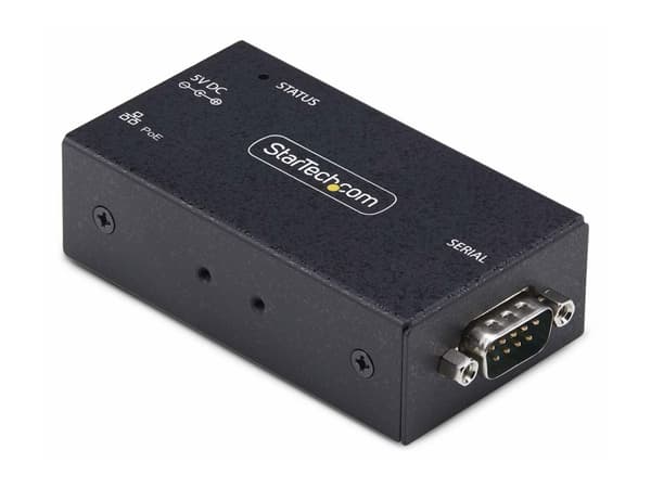 StarTech.com Serial to Ethernet Adapter, IP LAN to RS232 DB9 Converter - Enhetsserver - PoE - 100Mb LAN, RS-232 - monterbar på vägg/DiN-skena - TAA-k