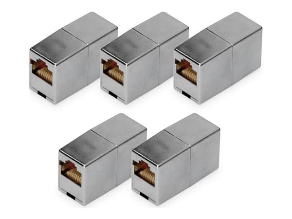 DIGITUS - Kopplingsdon för nätverk - RJ-45 (hona) till RJ-45 (hona) - skärmad - CAT 5e - modulär, stiftkoppling: 1:1 (paket om 5)