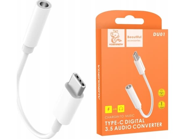 Vega ADAPTER HF TYP-C DENMEN BIAŁY AUDIO JACK DU01>
