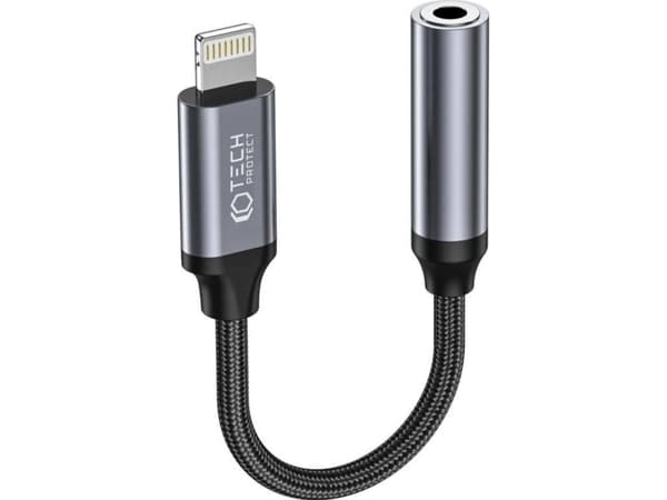 Tech-Protect Hodetelefonadapter / Lightning Adapter - 3,5 mm minijack Tech-Protect Ultraboost svart