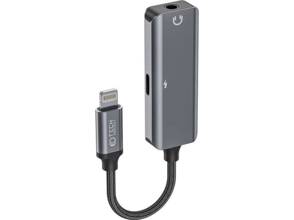Adapter AV Tech-Protect Adapter 2w1 Lightning na mini jack 3.5mm + Lightning Tech-Protect Ultraboost czarny