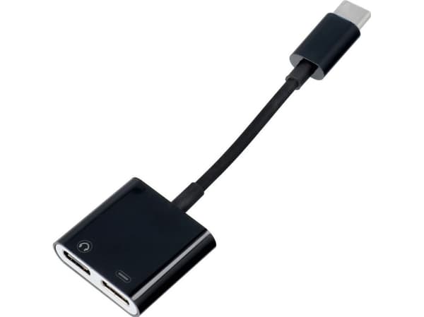 USB-sovitin OEM-sovitin AUX 2w1 Typ C (męski) do Typ C (żeński) / Typ C (żeński) BOX czarny [DAC]