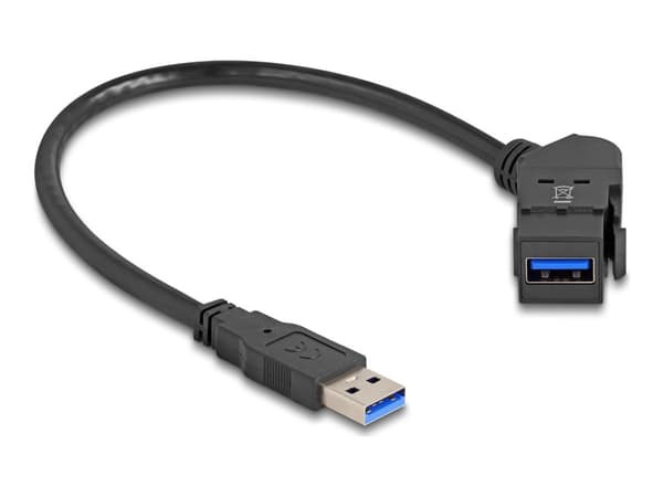 Delock - USB-förlängningskabel - USB (hane) till USB (hona) angled, panel mountable - USB 3.0 - 0.8 A - 30 cm - upp till 5 Gbps dataöverföringshastig