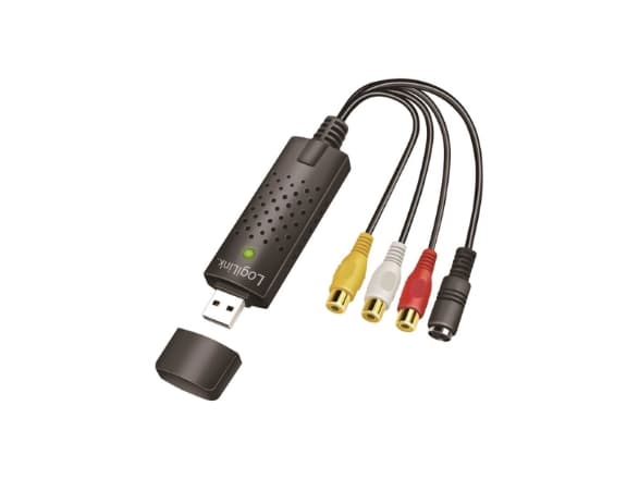 LogiLink USB 2.0 A/V-grabber, USB A/M zu 3xCinch + miniDIN5/F, svart