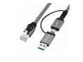 Miniatyrbilde 1 av 5: Microconnect MC-RJ45USBC-02, USB-A / USB-C, RJ45, 2 m, Sort