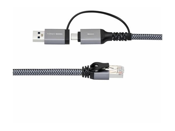 Microconnect MC-RJ45USBC-03, USB-A / USB-C, RJ45, 3 m, Sort