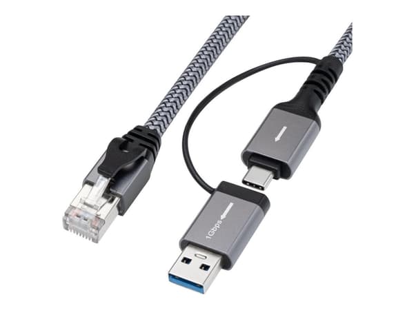Microconnect MC-RJ45USBC-03, USB-A / USB-C, RJ45, 3 m, Sort