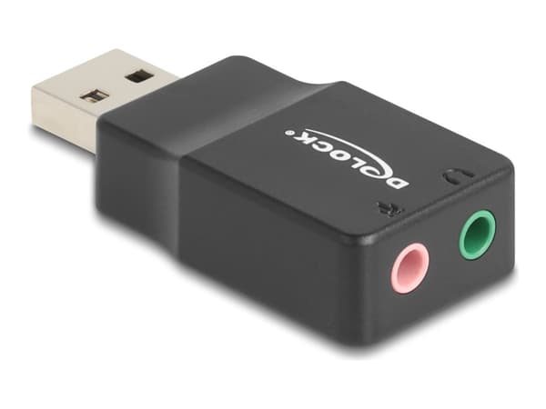 Delock - Jakkadapter for USB-A til hodetelefon - USB hann til mini-phone stereo 3.5 mm, monominijakk hunn - svart