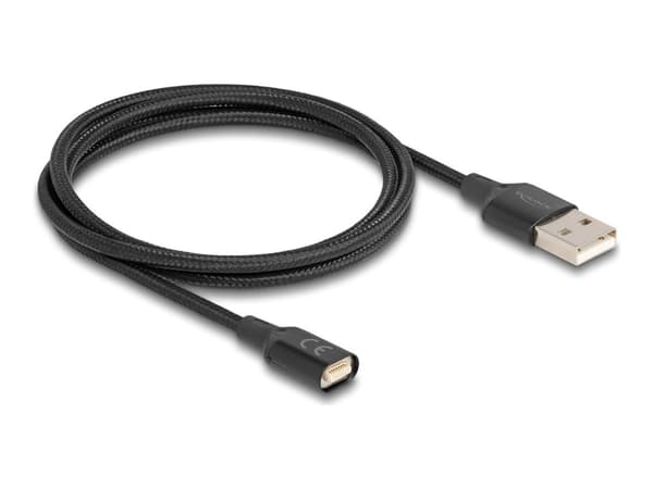 Delock - USB-laddningskabel - USB (hane) till terminal (magnet) - USB 2.0 - 5 V - 3 A - 1 m - svart