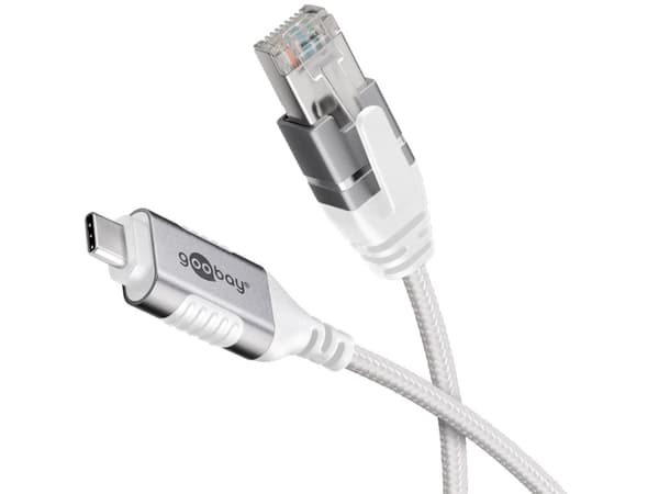 Goobay 74387, USB 3.1 type A, RJ45, 2 m, hvit