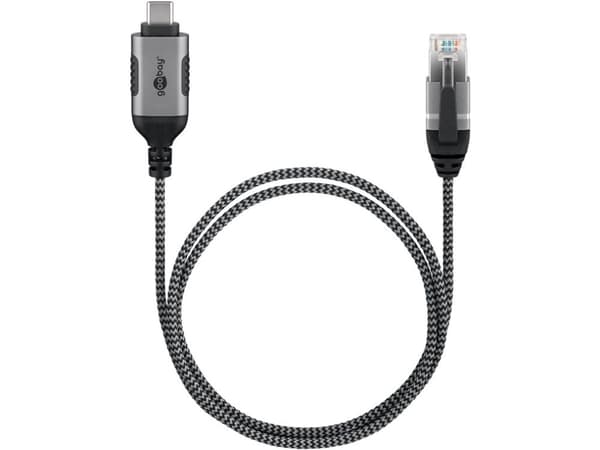 Goobay 74405, USB 3.1 typ A, RJ45, 5 m, svart, silver