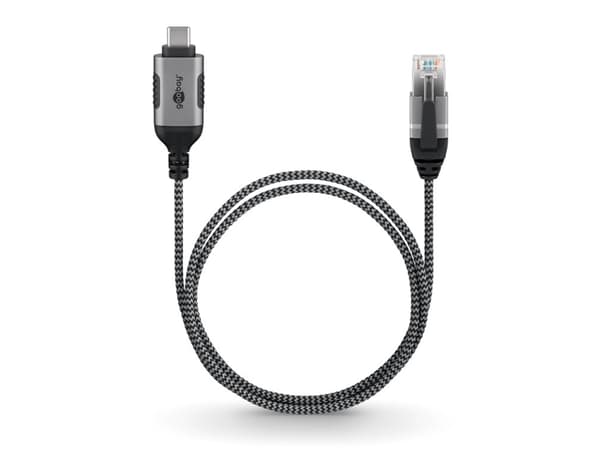 Goobay 74405, USB 3.1 typ A, RJ45, 5 m, svart, silver