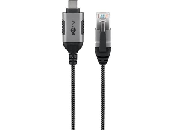 Goobay 74405, USB 3.1 typ A, RJ45, 5 m, svart, silver