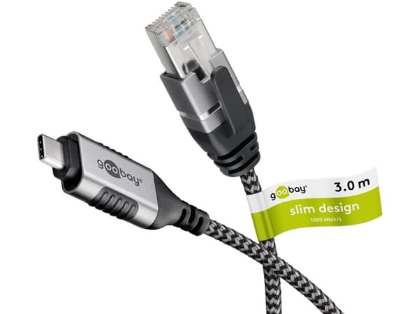Goobay Ethernet-kabel USB-C 3.1 til RJ45 Slim 3 m - kobler til rutermodem eller (74404)