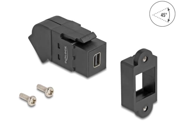Delock - DisplayPort-adapter - DisplayPort (hona) till Mini DisplayPort (hona) vinklad, keystone - 8K30 Hz (7680 x 4320) stöd, panelmontering - svart