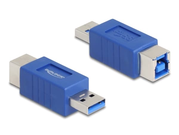 Delock - USB-adapter - USB-type A (hann) til USB Type B (hunn) - crossed pin assignment, up to 5 Gbps data transfer rate - blå