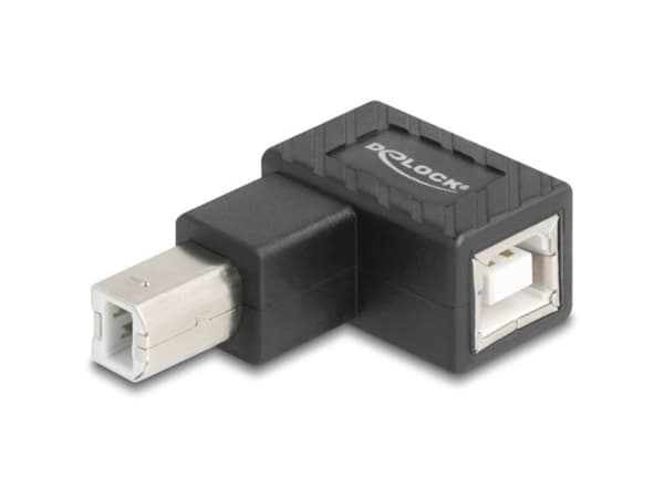 Delock USB 2.0 -sovitin USB-tyyppi-B uros USB-tyyppi-B naaras 90° kulmassa ylhäältäpäin