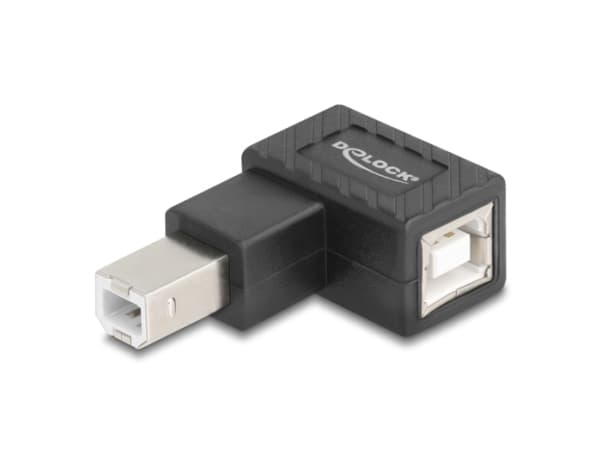Delock - USB-adapter - USB typ B (hane) rak till USB typ B (hona) högervinklad - USB 2.0 - svart
