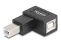 Miniatyrbild 1 av 3: Delock - USB-adapter - USB typ B (hane) rak till USB typ B (hona) högervinklad - USB 2.0 - svart