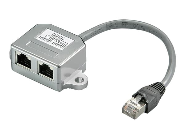goobay - Verkonjakaja - RJ-45 (uros) RJ-45 (naaras) - 15 cm - CAT 5 - ei puristettava - harmaa