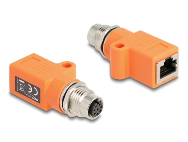 Delock - Nätverkskort - 8-stifts M12 (hona) gängad till RJ-45 (hona) - STP - CAT 5e - A-kodad - orange