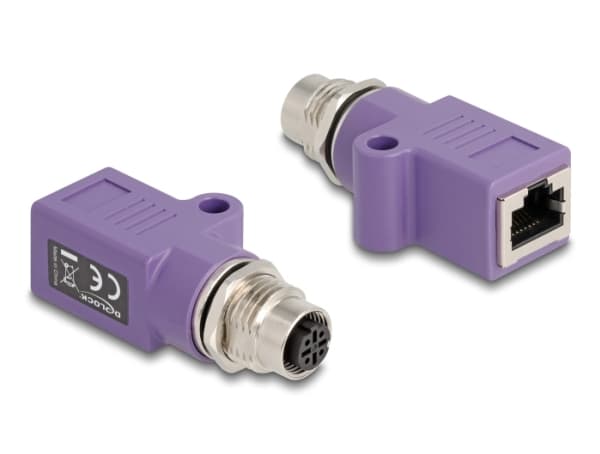 Delock - Nätverkskort - 4 pin M12-D (hona) gängad till RJ-45 (hona) - STP - CAT 5e - D-kodad - violett