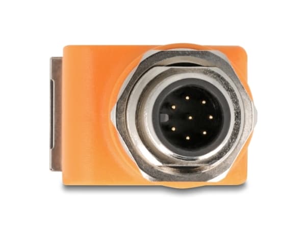 Delock - Nettverksadapter - 8 pin M12-A (hann) til RJ-45 (hunn) vinklet - STP - CAT 5e - A-kodet - oransje