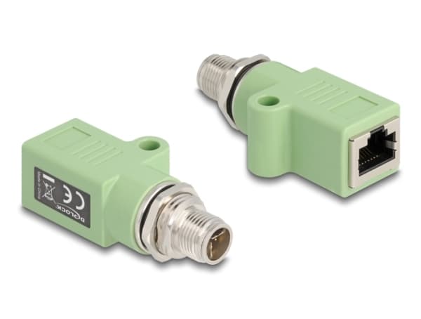 Delock - Nettverksadapter - 8 pin M12-X (hann) rett til RJ-45 (hunn) rett - STP - CAT 5e - X-coded - grønn