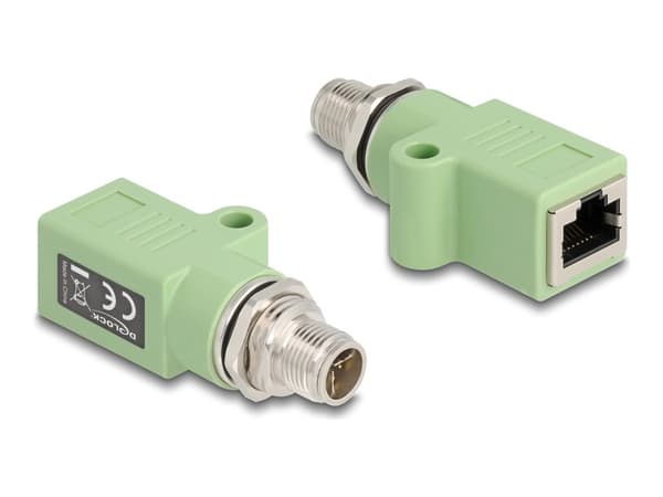 Delock - Nettverksadapter - 8 pin M12-X (hann) rett til RJ-45 (hunn) rett - STP - CAT 5e - X-coded - grønn