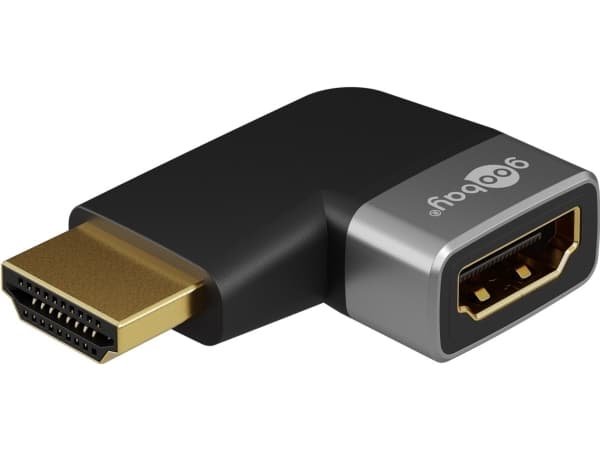 Goobay AV-adapter HDMI™-adapter vinklet 90° horisontal, 8K @ 60 Hz, gullbelagt