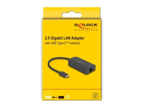 DeLOCK 66045, USB 5 Gbps Type-A, 2.5 Gigabit LAN RJ45, 0.15 m, musta