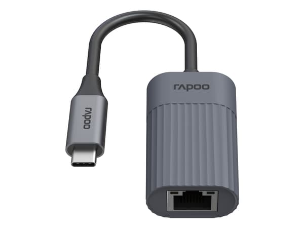 Rapoo UCA-1016, Koblet med ledninger (ikke trådløs), USB Type-C, Ethernet, 1000 Mbit/s, Grå