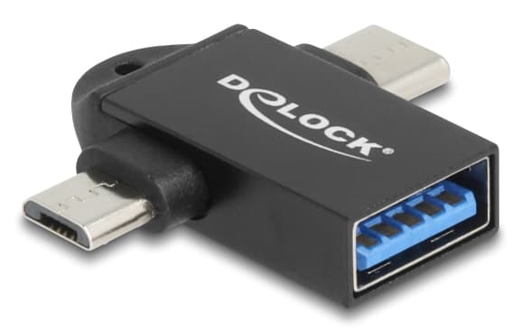 Delock - USB-adapter - USB (hona) till 24 pin USB-C, mikro-USB typ B (hane) - USB 3.2 - 20 V - 2 A - snabbladdning, upp till 10 Gbps dataöverföringsh