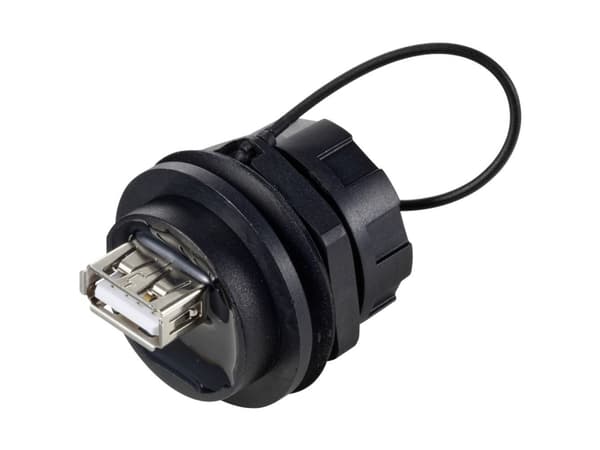 TRU COMPONENTS TC-12770488 USB 2.0 uppoasennettava läpivienti suojuksella IP67 1 kpl