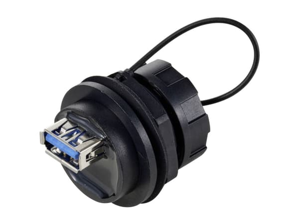 TRU COMPONENTS TC-12770416 USB 3.0 uppoasennettava läpivienti suojuksella IP67 1 kpl