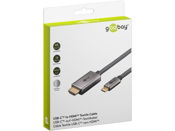 Goobay 75701, 3 m, USB Typ-C, HDMI Typ A (Standard), Hankontakt, Hankontakt, Rak