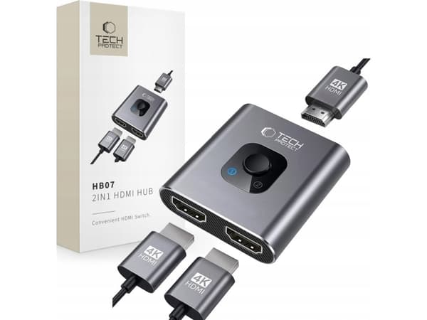 TECH-PROTECT HB07 HUB ADAPTER 2IN1 HDMI 4K 60HZ SPACE GREY