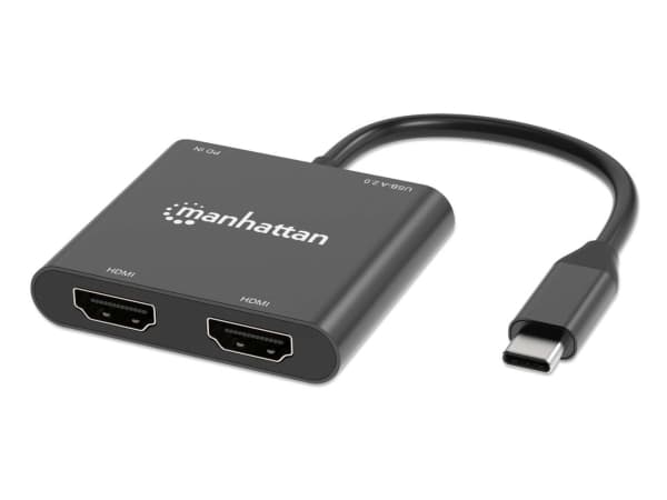 Manhattan 154321, 0,15 m, USB Type-C, 2 x HDMI, Hankoppling, Honkoppling, Rak