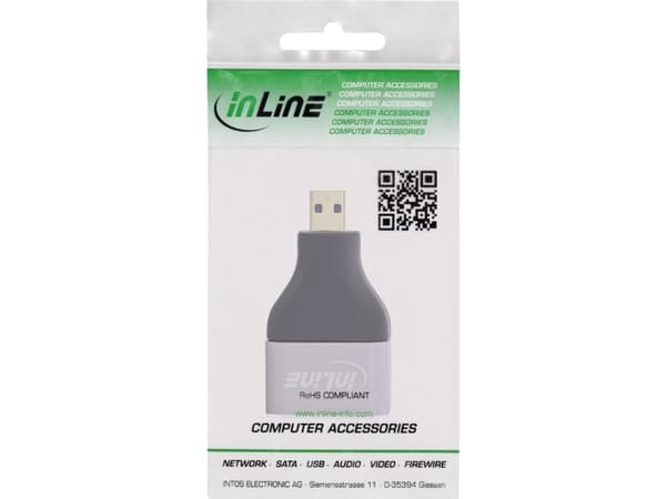 InLine 17991B, HDMI A, Micro HDMI D, Sort, Grå