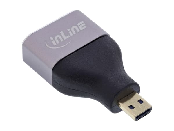 InLine 17991B, HDMI A, Micro HDMI D, Sort, Grå