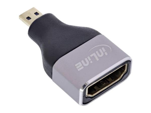 InLine 17991B, HDMI A, Micro HDMI D, Sort, Grå
