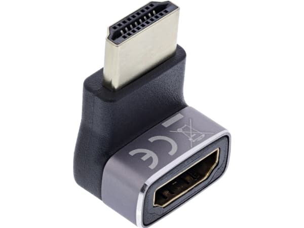 InLine HDMI-sovitin A-pistokepistorasia 90° top 8K UHD (17991G)